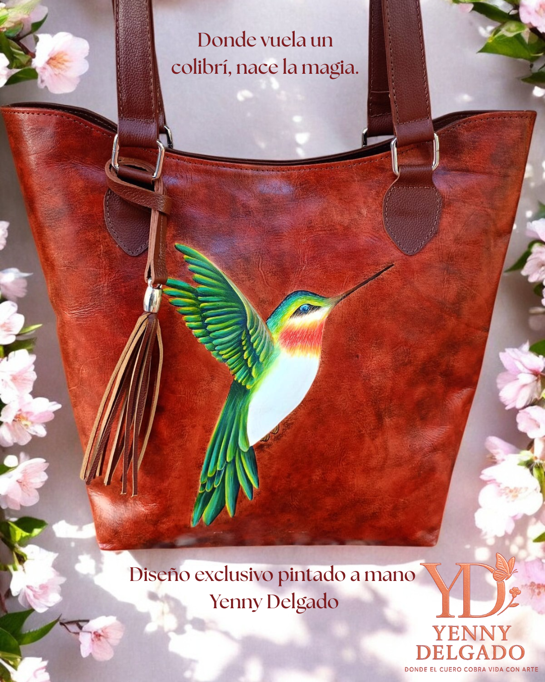Bolso Colibri Pintado a Mano - Colección Arte Natural de Yenny Delgado
