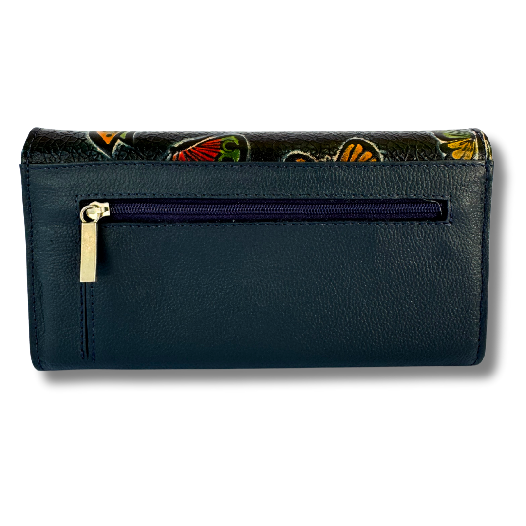 Billetera Dama doble broche azul M2