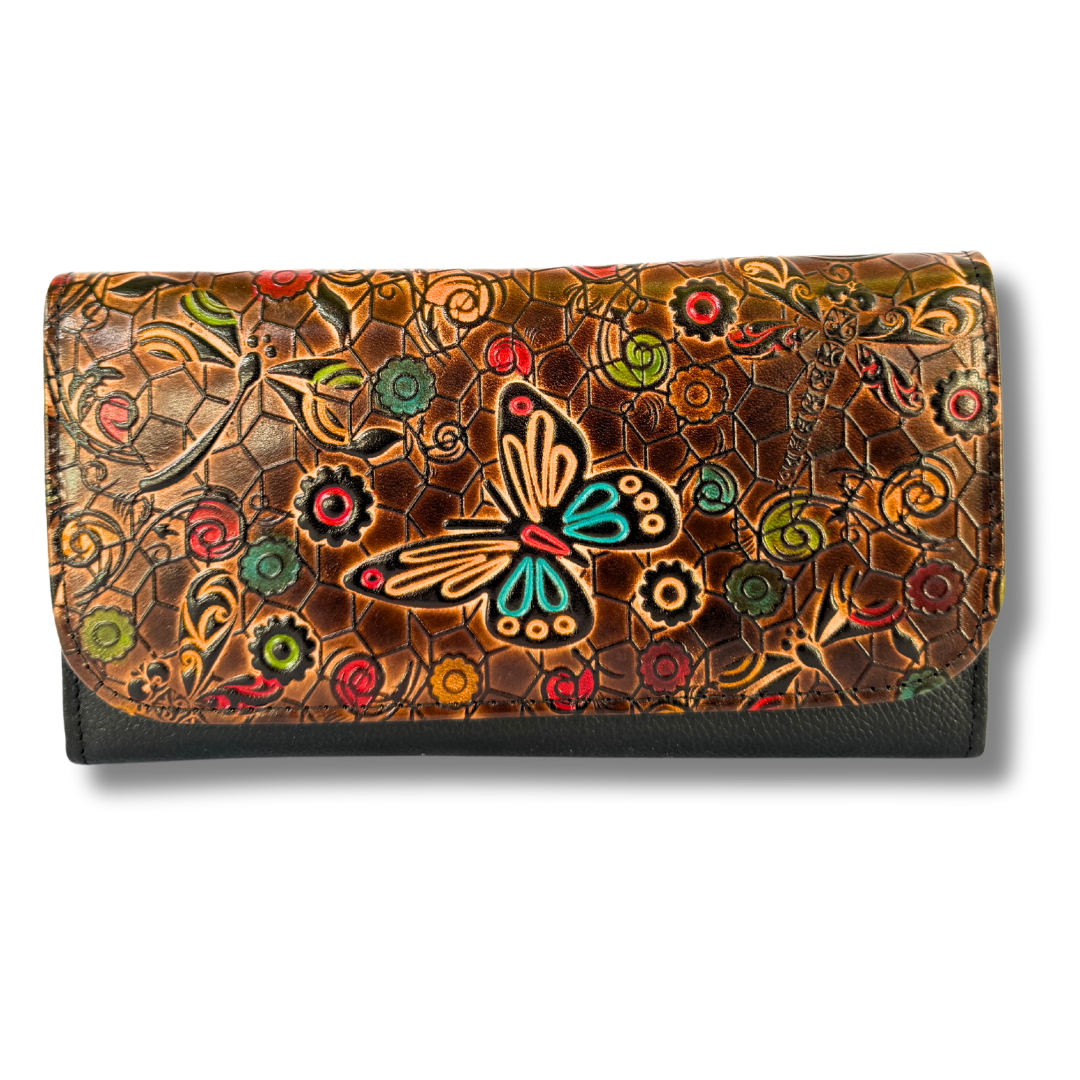 Billetera Dama doble broche negro M1