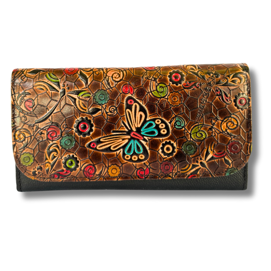 Billetera Dama doble broche negro M1