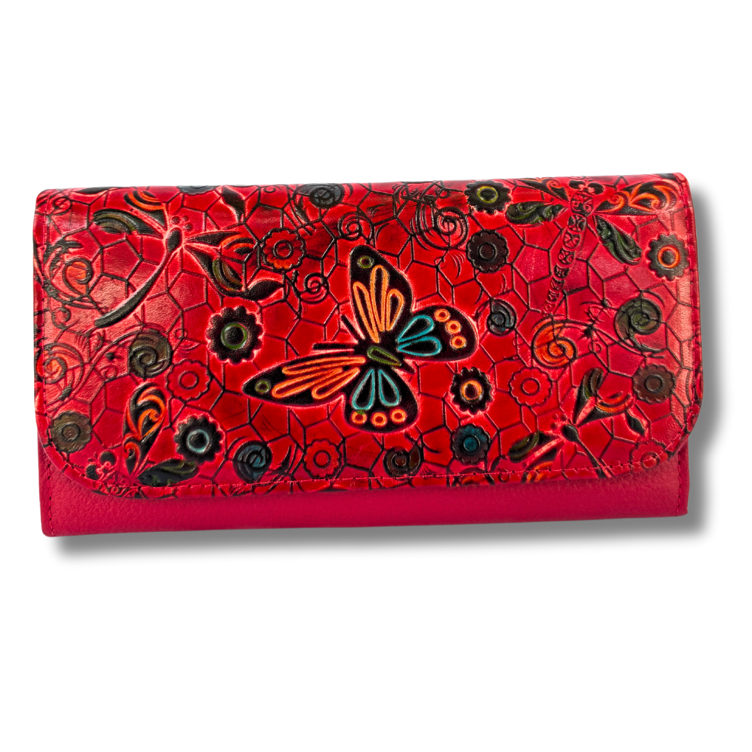 Billetera Dama doble broche rojo M1