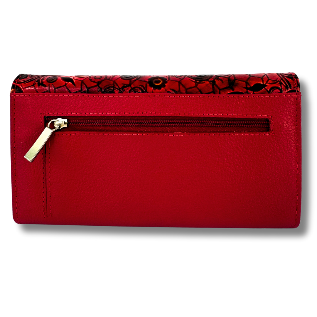 Billetera Dama doble broche rojo M1