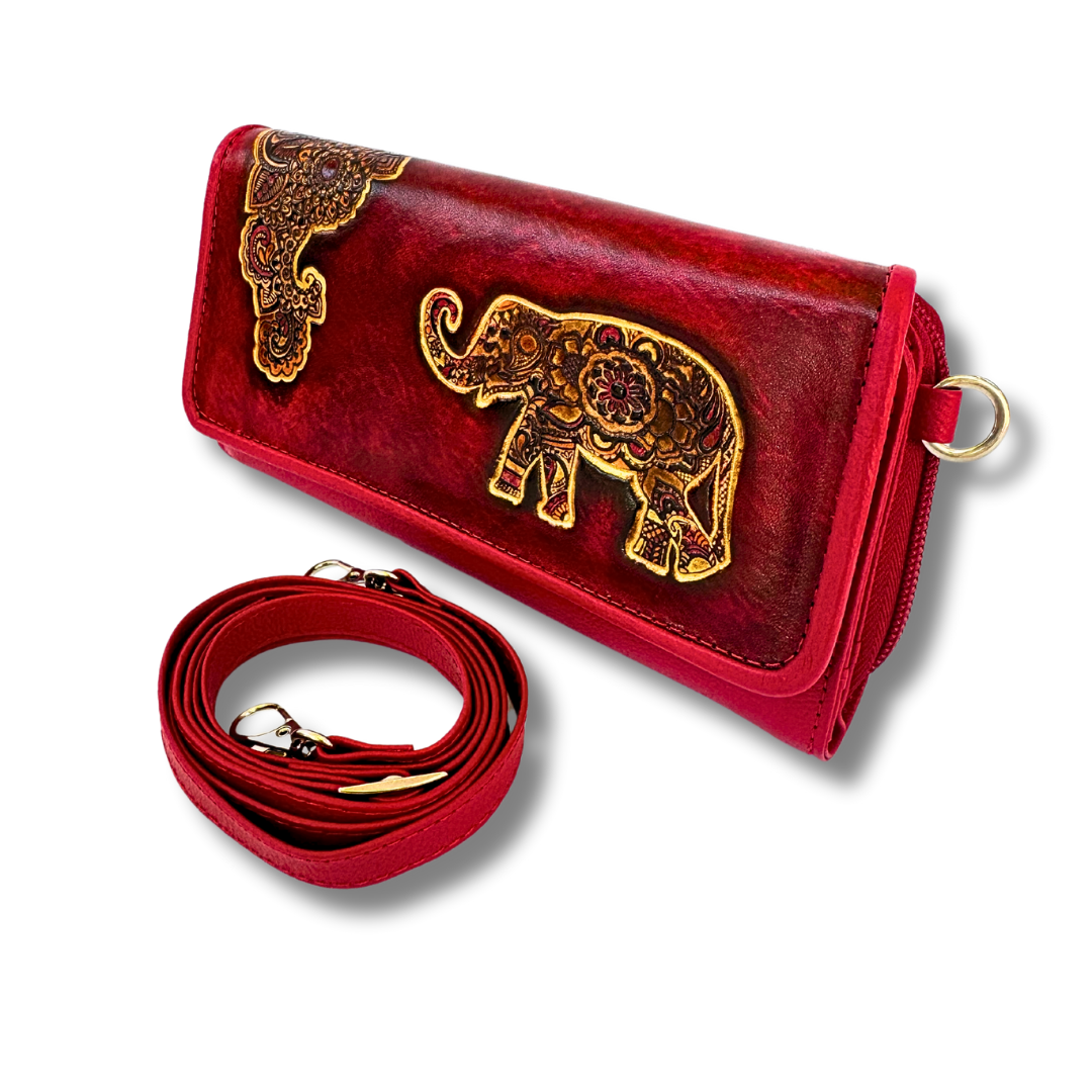 Billetera Dama Correa Rojo Elefante