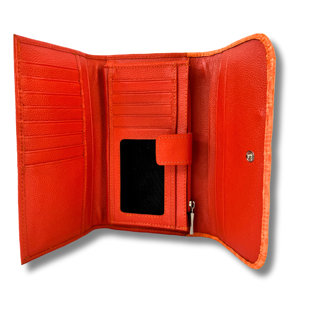 Billetera Dama doble broche Folia Naranja