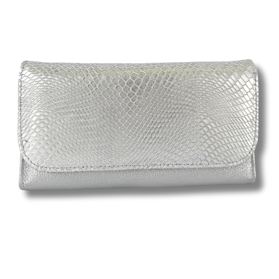 Billetera Dama doble broche Plateado Folia