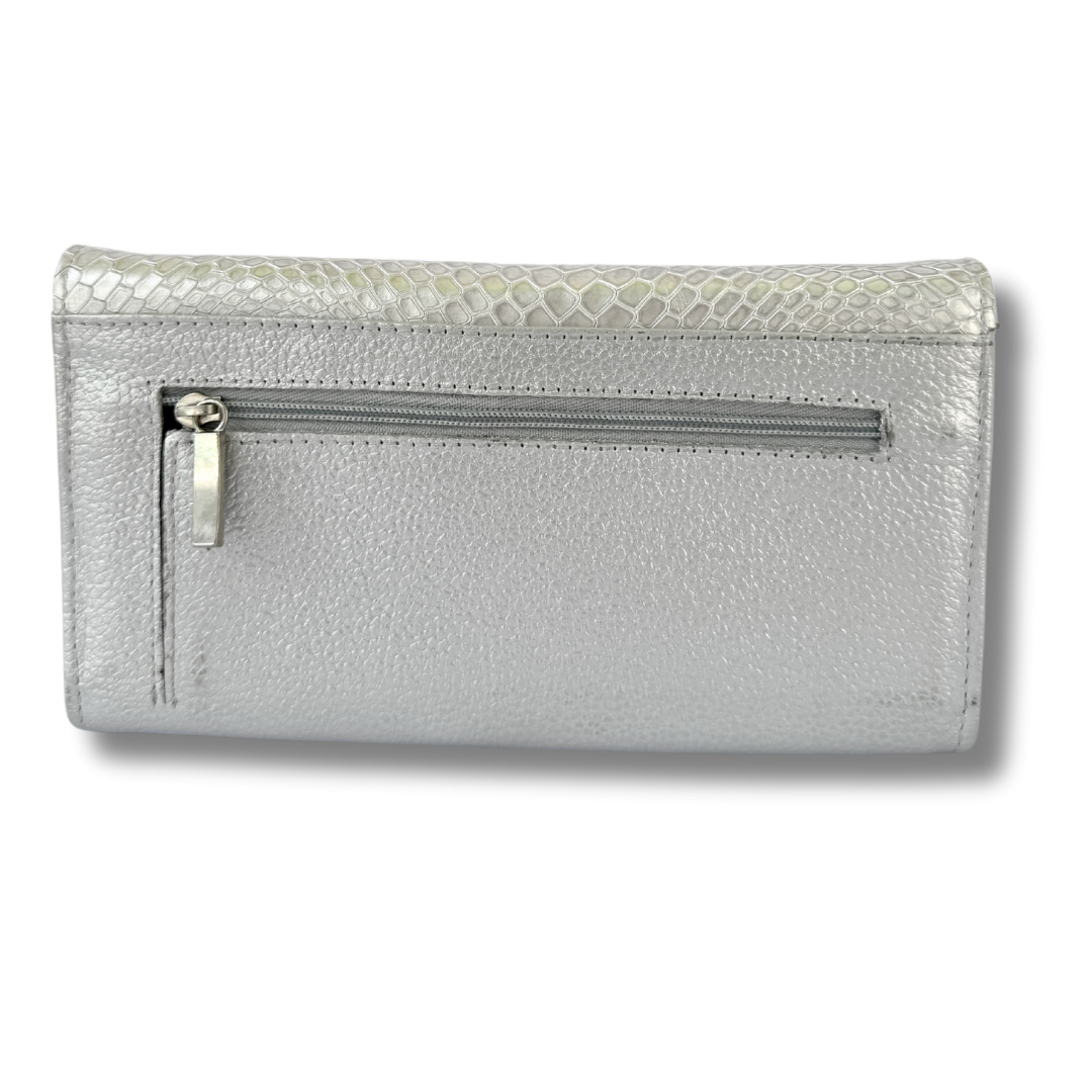 Billetera Dama doble broche Plateado Folia