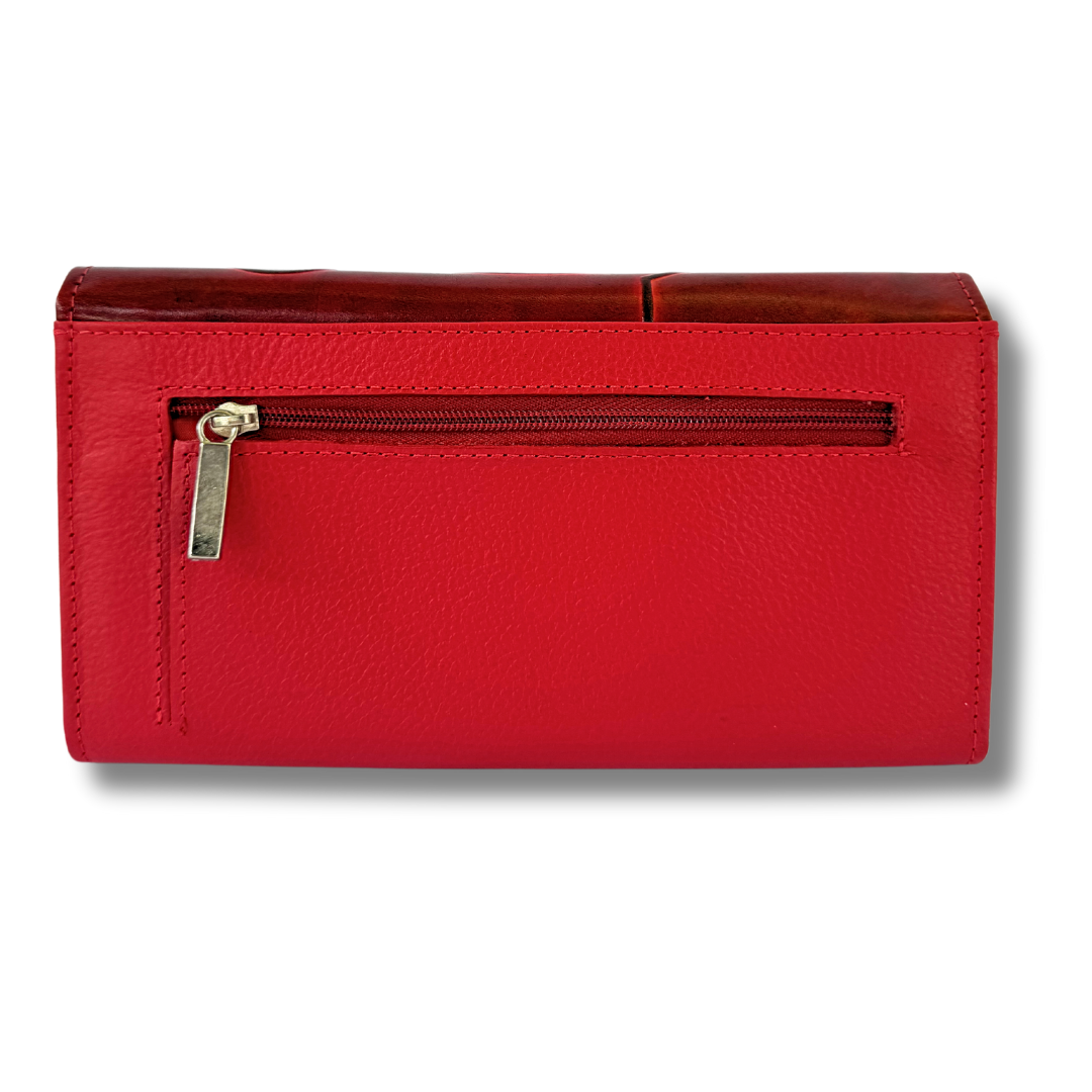 Billetera Dama doble broche Rojo Cam.