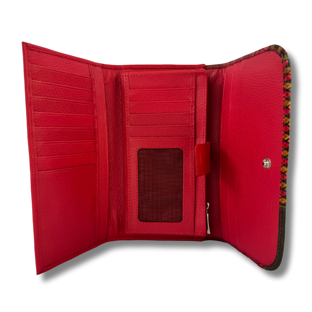 Billetera Dama doble broche Rojo Cam.
