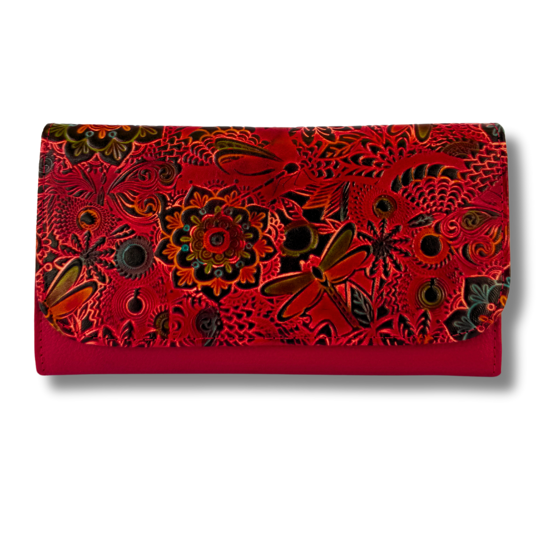 Billetera Dama doble broche Rojo Libelula