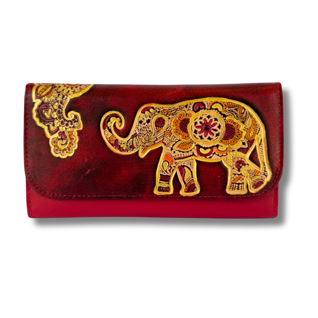 Billetera Dama doble broche Rojo Elefante