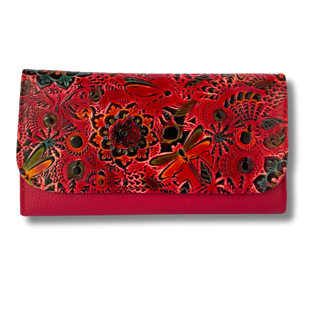 Billetera Dama doble broche Rojo Libelula