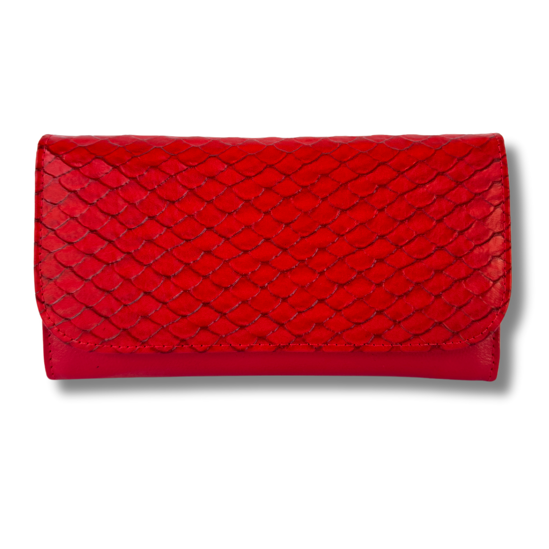 Billetera Dama doble Broche Rojo Folia