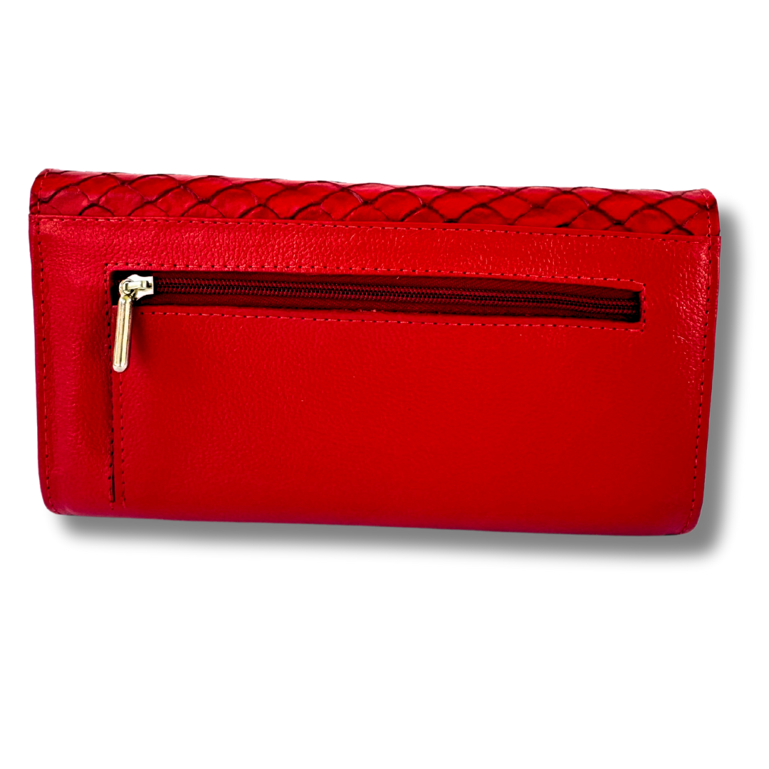 Billetera Dama doble Broche Rojo Folia