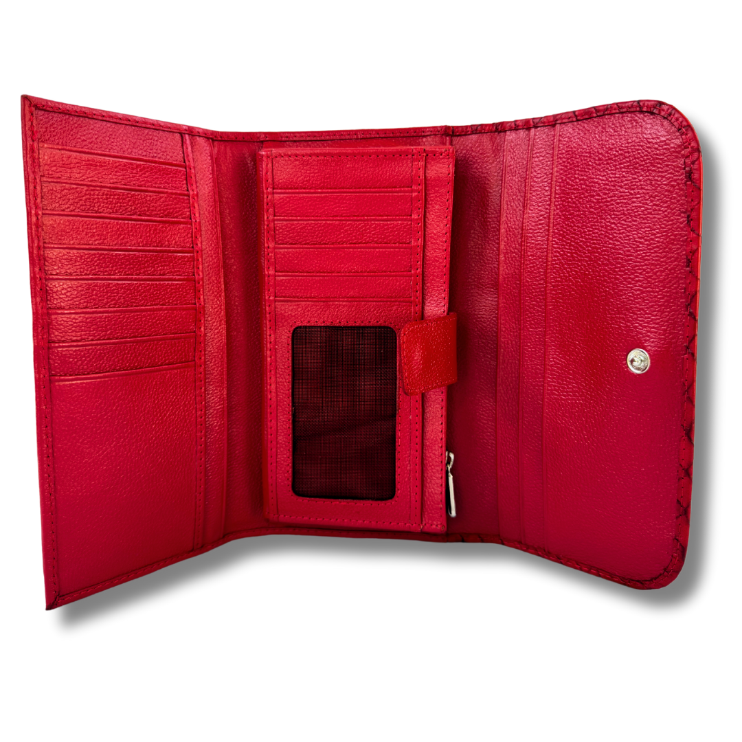 Billetera Dama doble Broche Rojo Folia