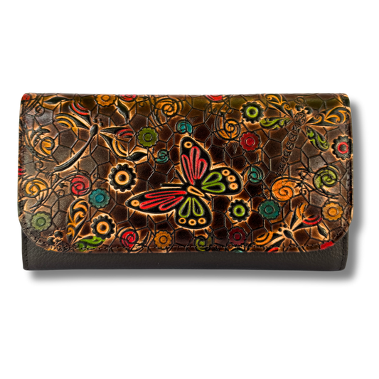 Billetera Dama doble broche Cafe M1