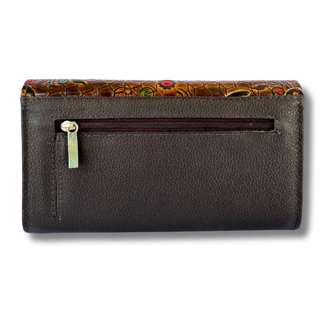 Billetera Dama doble broche Cafe M1