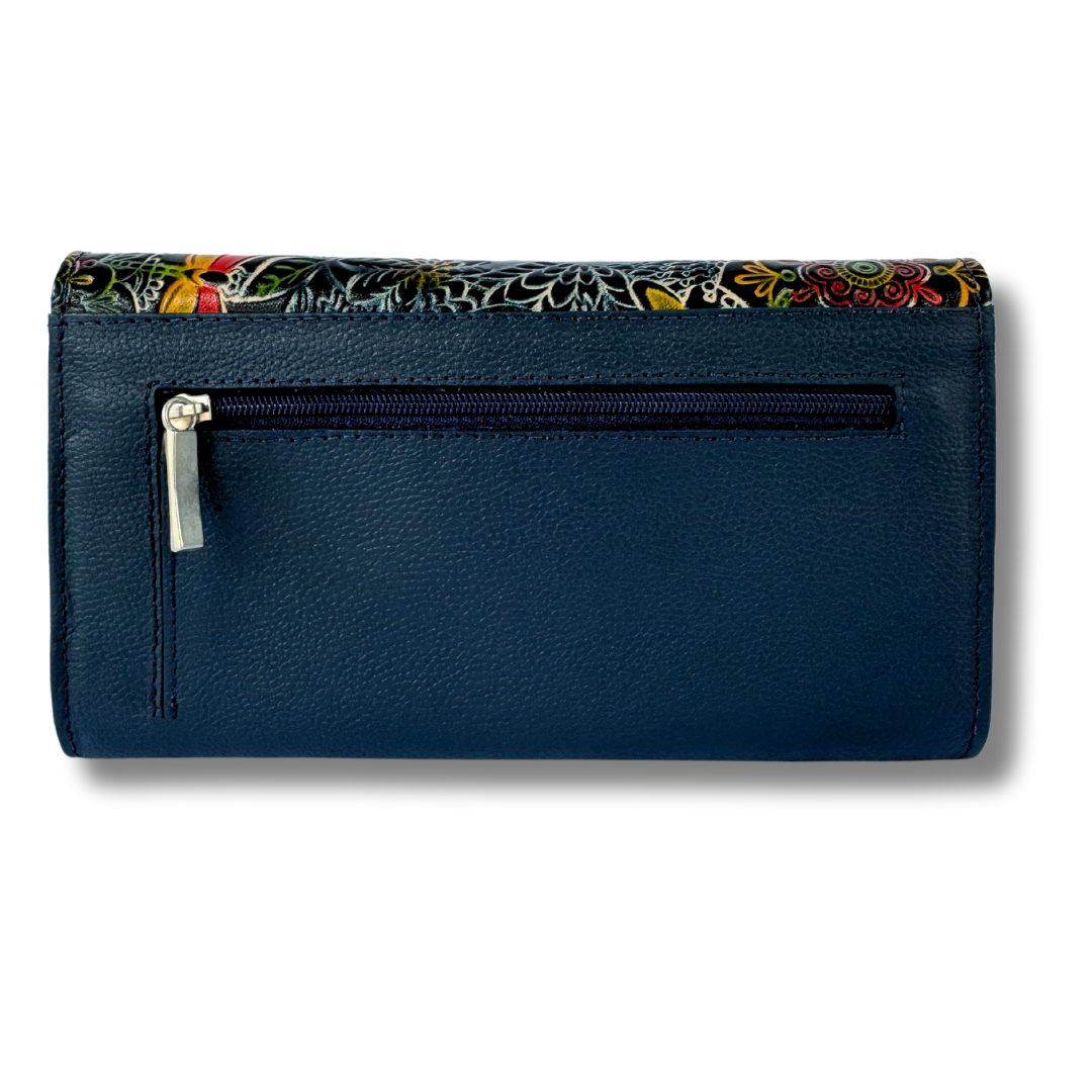 Billetera Dama doble broche Azul libelula