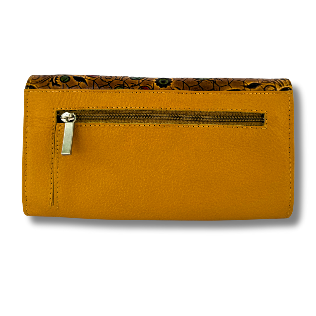 Billetera Dama doble broche mostaza M1