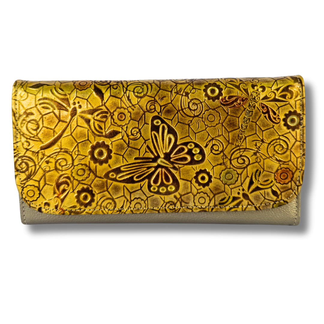 Billetera Dama doble broche dorado M1