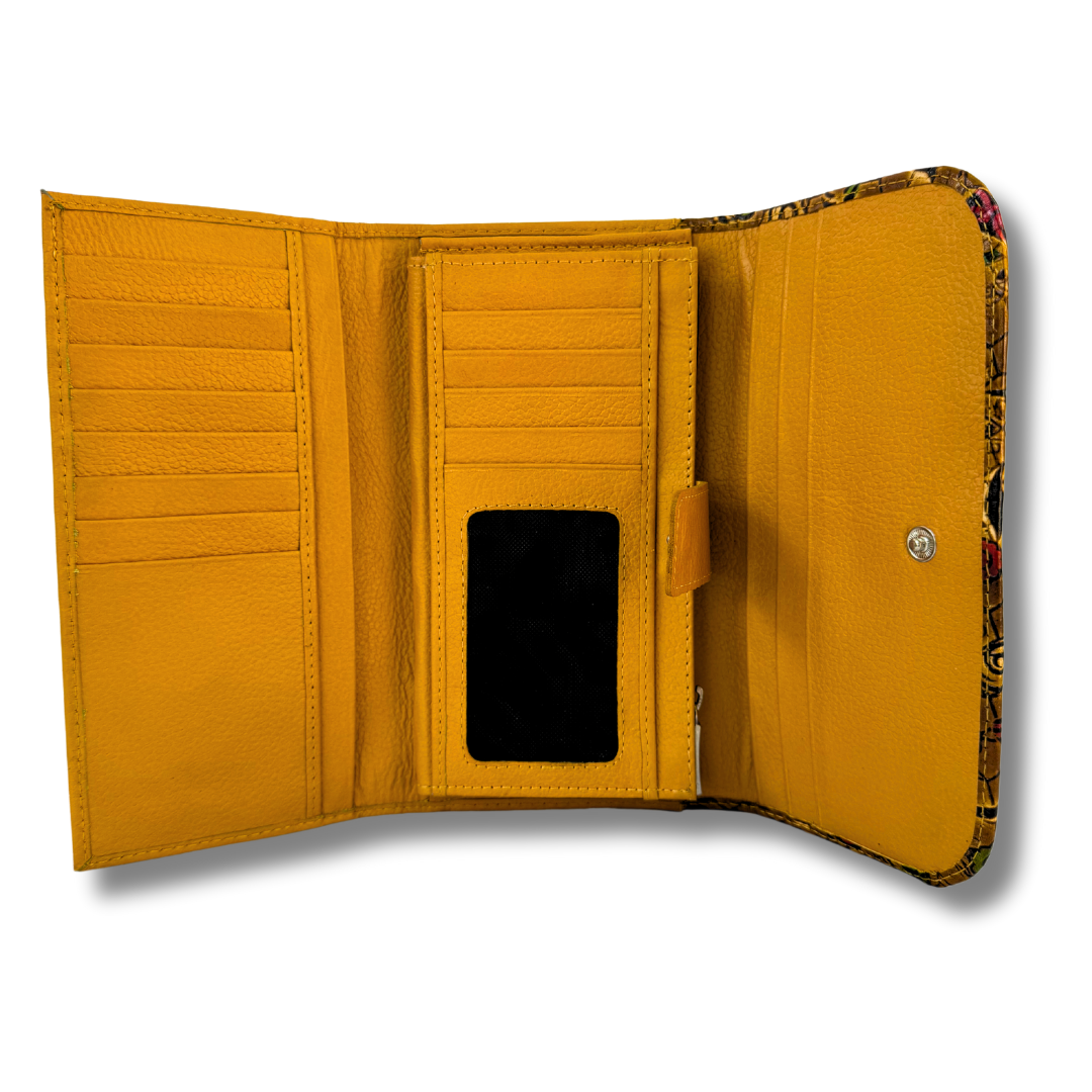 Billetera Dama doble broche mostaza M1
